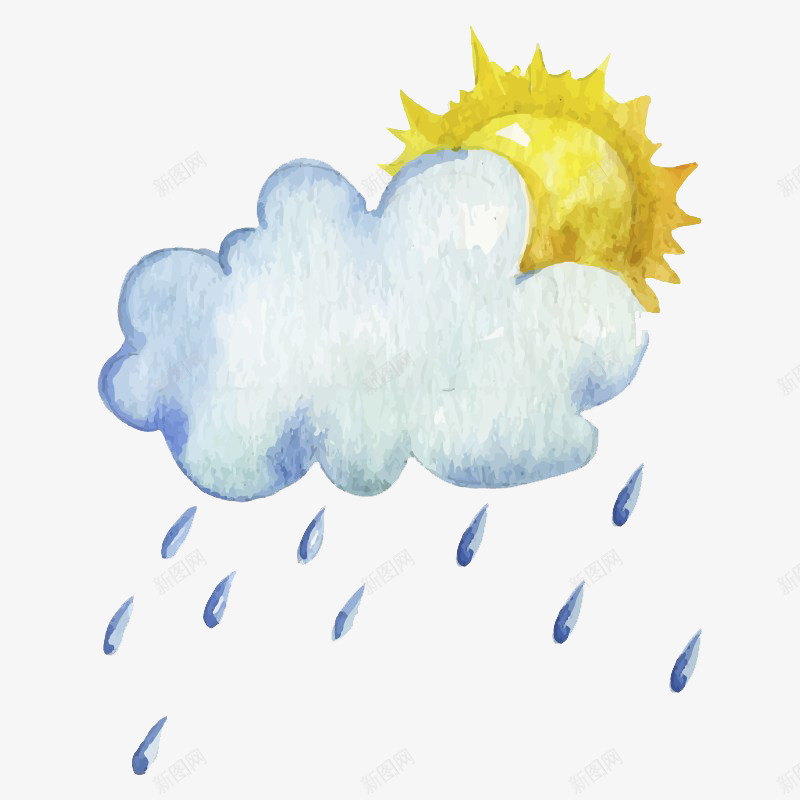 天气预报多云下雨png免抠素材_88icon https://88icon.com 下雨 云朵 多云 天气预报 太阳 雨水 雨点
