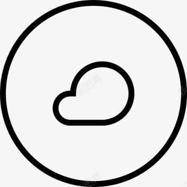 蓝色天气符号云的形状在概述圆形按钮图标图标