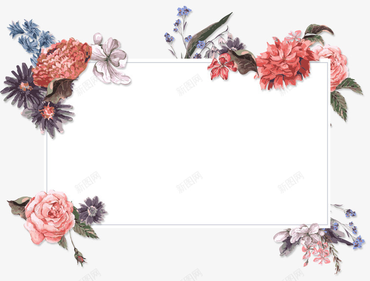 花朵围绕的文案背景框png免抠素材_88icon https://88icon.com 手绘 背景 花朵 边框