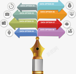 钢笔图表箭头钢笔矢量图高清图片