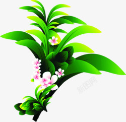 绿色卡通清爽花朵植物素材
