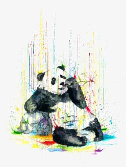 水彩元素与大熊猫素材