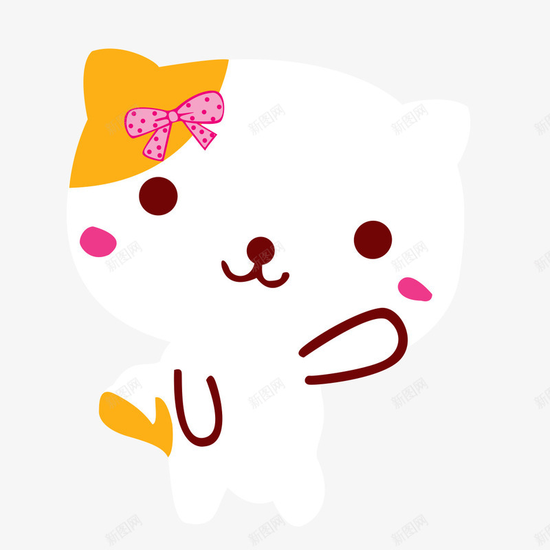 白色可爱喵咪png免抠素材_88icon https://88icon.com 卡通 可爱 猫咪 白色