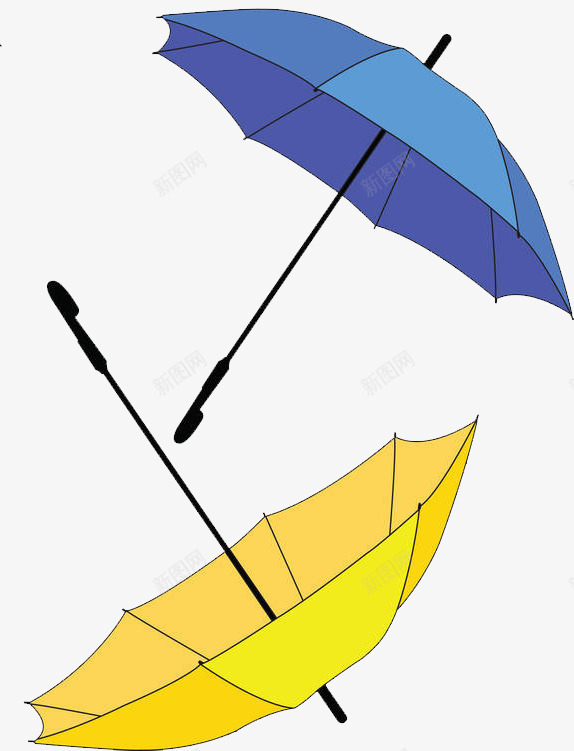 水彩插图单色长柄雨伞png免抠素材_88icon https://88icon.com 伞具 单色 水彩插图 蓝色 长柄雨伞 雨具 黄色