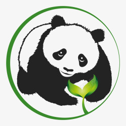 吃绿叶的熊猫素材