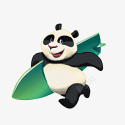 拿滑板的熊猫素材