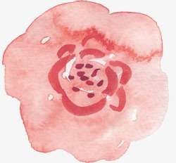 手绘粉色花卉水印素材