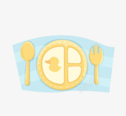 黄色小鸭儿童餐具卡通图素材