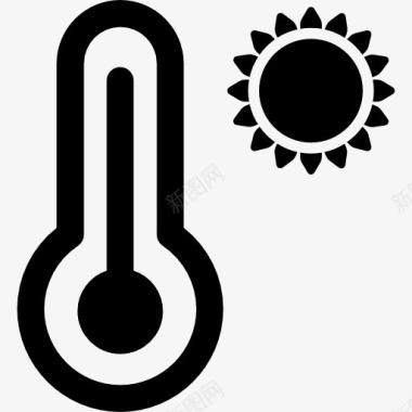 炎热温度计和太阳图标图标