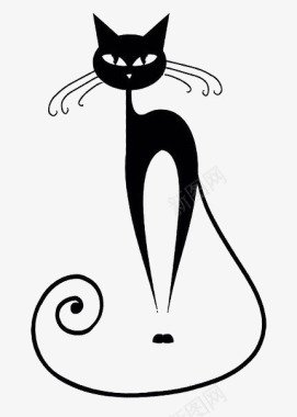 卡通黑色猫图图标图标