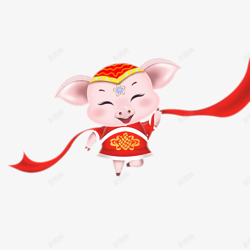 跳着舞的新年福猪卡通图png免抠素材_88icon https://88icon.com 免抠图 卡通 卡通猪 小猪 彩带 新年 新年猪 猪 福猪 跳着舞的新年福猪