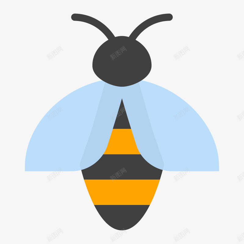 一只蜜蜂png免抠素材_88icon https://88icon.com 小动物 昆虫 橙黑纹身躯 蓝色蝴蝶 蜜蜂 黑色触角