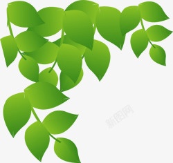 绿色卡通可爱清爽树叶素材