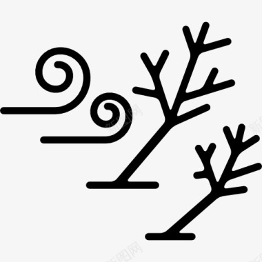 矢量树风和弯曲的树图标图标