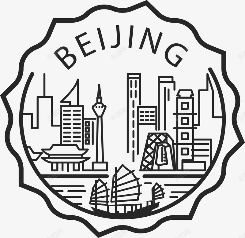 中国北京纪念徽章矢量图eps免抠素材_88icon https://88icon.com 中国 北京 手绘风 矢量素材 纪念徽章 矢量图