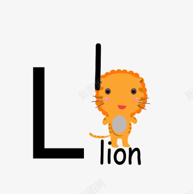 白色创意单词lion图标图标