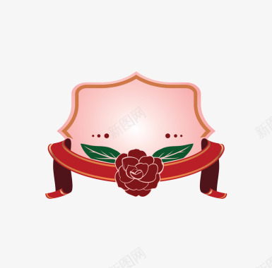 玫瑰正红色蔷薇标志图标图标