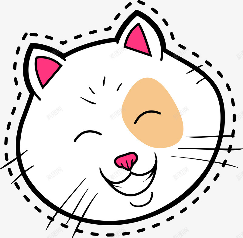 卡通白色猫咪头像贴纸png免抠素材_88icon https://88icon.com 卡通 呆萌 头像 宠物动物 白色猫咪 矢量图案 贴纸