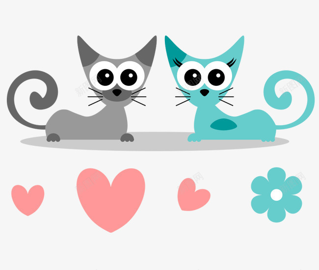 猫咪蓝粉色png免抠素材_88icon https://88icon.com 漂浮素材 猫咪 蓝粉色