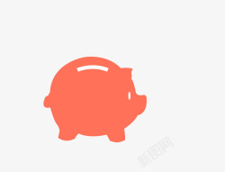 红色卡通小猪存钱罐素材