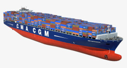 蓝红色海运船大型蓝橘色大型海运船高清图片