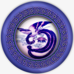 深紫色古典花纹徽章素材