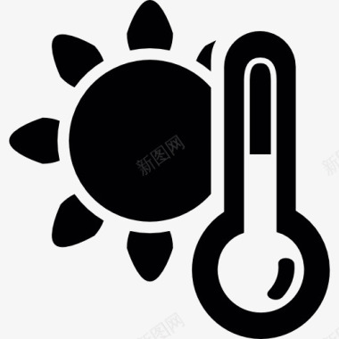 水银温度计与太阳图标图标