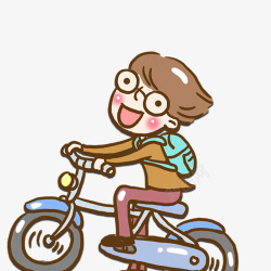 开车眼镜骑单车的小男生元素高清图片