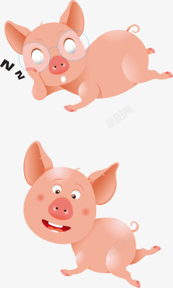 卡通小猪动物矢量图素材