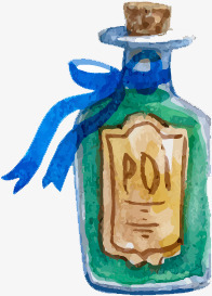 水彩手绘酒瓶子素材