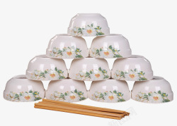家用瓷碗一套餐具瓷碗碗筷高清图片