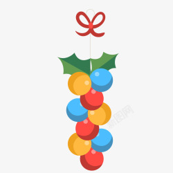 红黄蓝色球形圣诞吊饰矢量图素材
