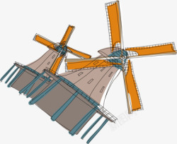 手绘风车造型艺术素材