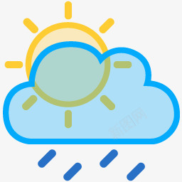 细雨太阳射线云细雨时尚天气图标图标