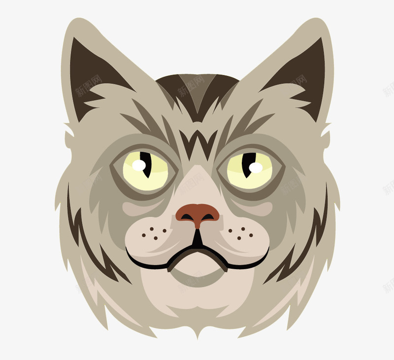 猫头棕色卡通动物免费png免抠素材_88icon https://88icon.com 棕色 猫咪 猫头 素材