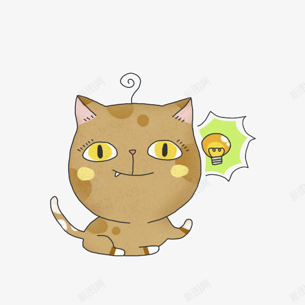 手绘猫咪png免抠素材_88icon https://88icon.com 动物 卡通 可爱 宠物猫 手绘 注意 灯泡 电灯