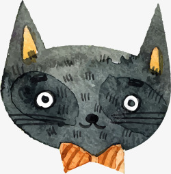 可爱灰色猫咪头矢量图素材