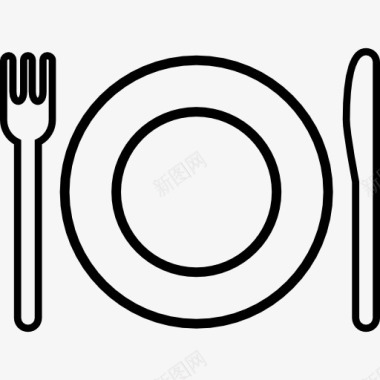 餐具盘子和餐具的轮廓图标图标
