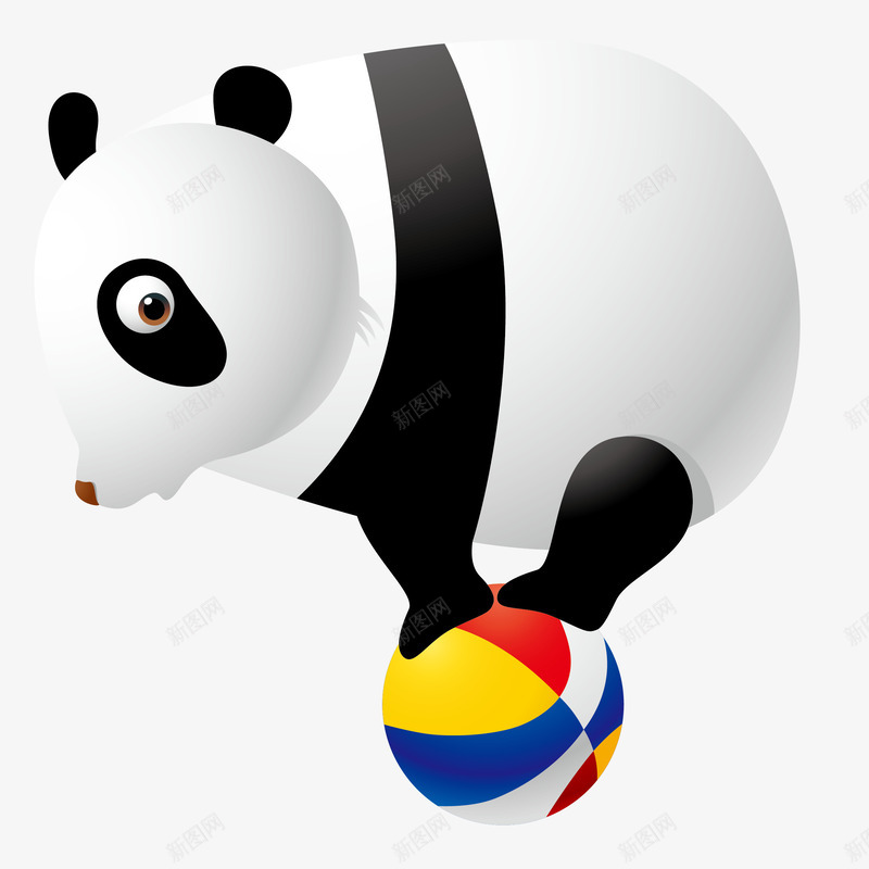 卡通手绘玩杂技的熊猫png免抠素材_88icon https://88icon.com 