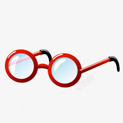 红色圆形质感眼镜卡通矢量图素材