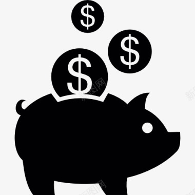 小猪银行用美元硬币图标图标