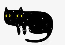 一只黑色猫咪矢量图素材