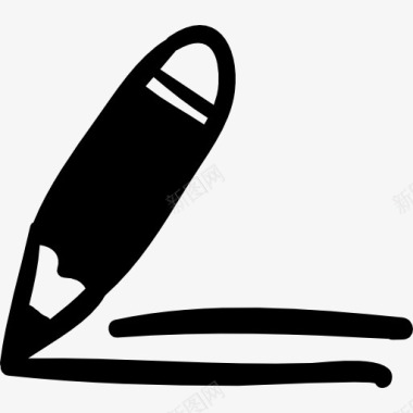 钢笔手绘工具与文本行图标图标