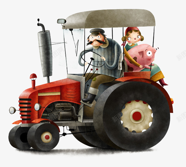 卡通开拖拉机的大叔抱着猪的小女png免抠素材_88icon https://88icon.com 卡通 开拖拉机的大叔 抱着猪的小女孩