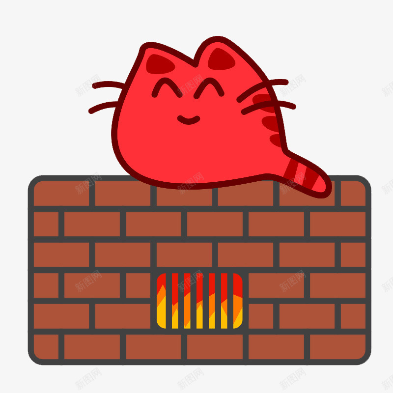 火炕上的红色猫咪png免抠素材_88icon https://88icon.com 元素 卡通 火炕 猫咪 红色