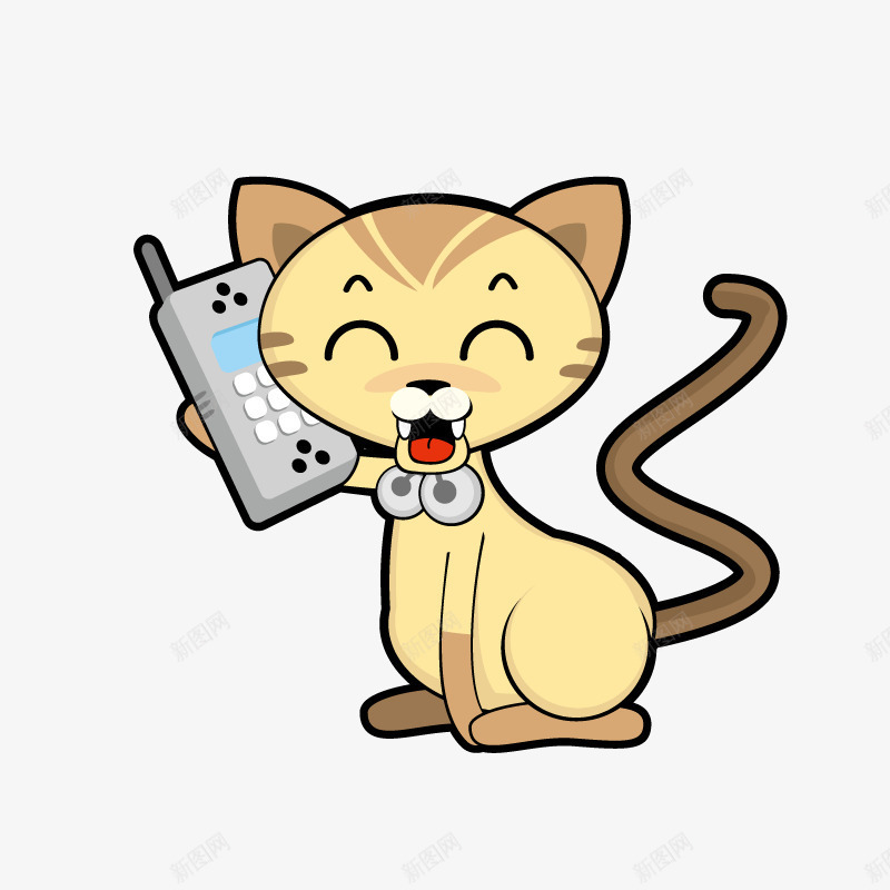 猫咪打电话矢量图ai免抠素材_88icon https://88icon.com 动物 卡通 矢量图