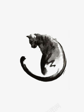 尾龙骨中国风水墨猫图标图标