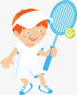 阳光型打网球的少年矢量图素材
