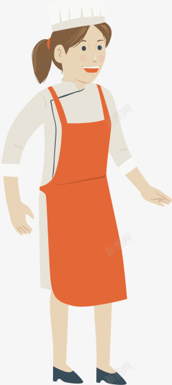 橘色围裙的烘焙师素材