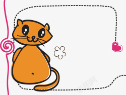 猫咪卡通手绘线条边框矢量图素材